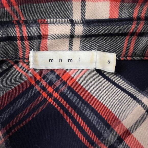 MNML Plaid Flannel Shirt Mens Small Double Pockets Button Up Outdoor Stretch - Picture 6 of 13